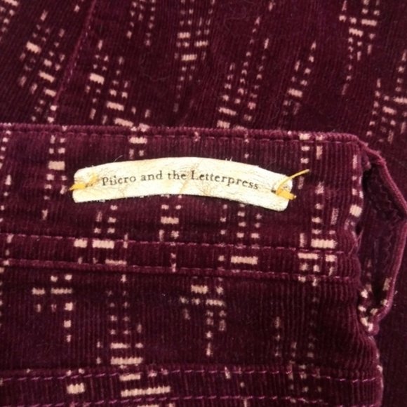 Anthro Pilcro Serif Print Skinny Lightweight Corduroy Pants - Picture 4 of 9